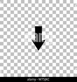 Down arrow. Black flat icon on a transparent background. Pictogram for your project Stock Vector