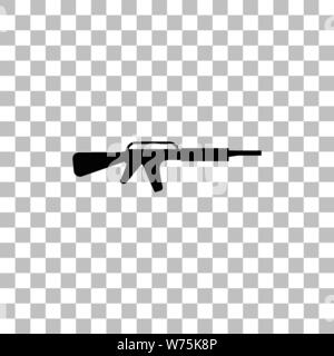 Assault carbine. Black flat icon on a transparent background. Pictogram for your project Stock Vector