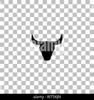 Bull Head. Black flat icon on a transparent background. Pictogram for your project Stock Vector