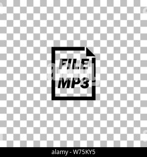 MP3 File. Black flat icon on a transparent background. Pictogram for your project Stock Vector