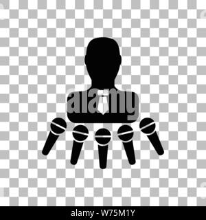 Interview. Black flat icon on a transparent background. Pictogram for your project Stock Vector