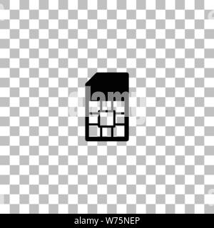 SIM card. Black flat icon on a transparent background. Pictogram for your project Stock Vector