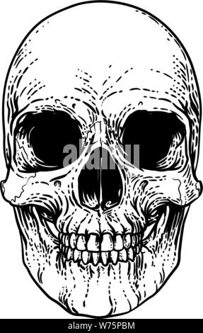 Skull Grim Reaper Vintage Woodcut Illustration Stock Vector