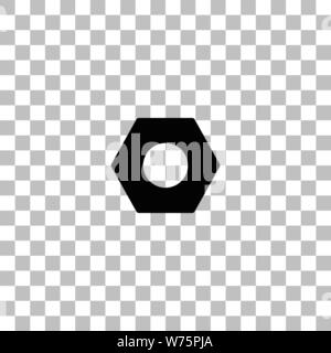 Hex nut. Black flat icon on a transparent background. Pictogram for your project Stock Vector