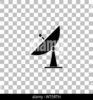 Satellite TV. Black flat icon on a transparent background. Pictogram for your project Stock Vector