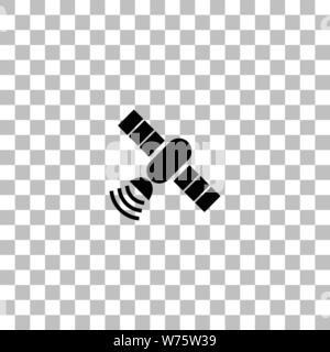 Satelite. Black flat icon on a transparent background. Pictogram for your project Stock Vector