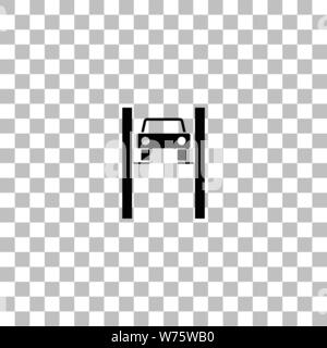 Car lifting. Black flat icon on a transparent background. Pictogram for your project Stock Vector