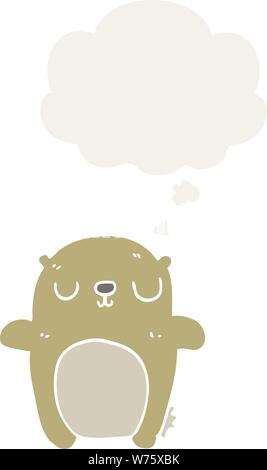 cartoon bear with thought bubble in retro style Stock Vector