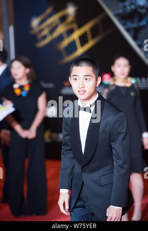 South Korean singer and actor Do Kyung-soo, better known by his stage name D.O., of South Korean boy group EXO, arrives on the red carpet for the 2nd Stock Photo