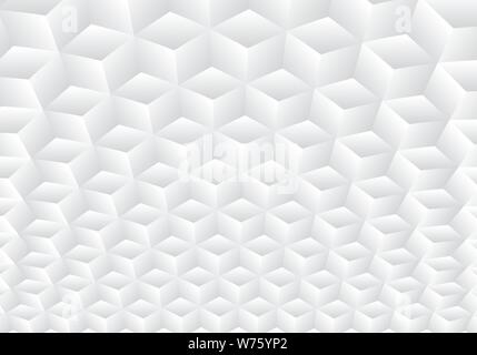 3D realistic geometric symmetry white and gray gradient color cubes pattern background and texture. Vector illustration Stock Vector