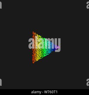 Colored Play button. Colorful Abstract dots triangle, Vector illustration Stock Vector