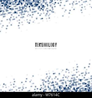 Abstract diagonal geometric blue squares pattern on white background and texture with space for text. Technology style. Mosaic grid. Vector illustrati Stock Vector