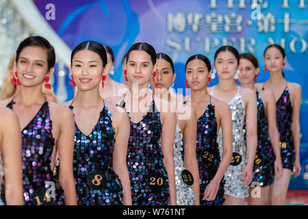 Contestants display creations during the 11th Asian Supermodel Contest at Imperial Palace in Saipan, Northern Mariana Islands, 16 December 2017.   A t Stock Photo