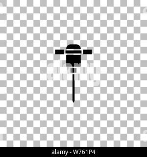 Jackhammer. Black flat icon on a transparent background. Pictogram for your project Stock Vector