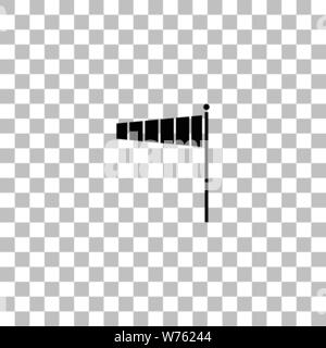 Wind sock. Black flat icon on a transparent background. Pictogram for your project Stock Vector