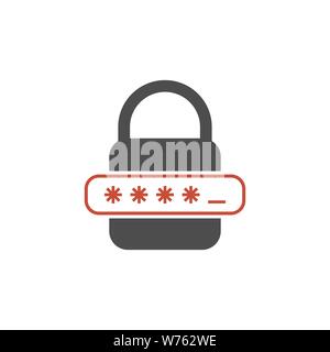 Password Protection Icon. Lock with red security form icon, wrong password Stock Vector