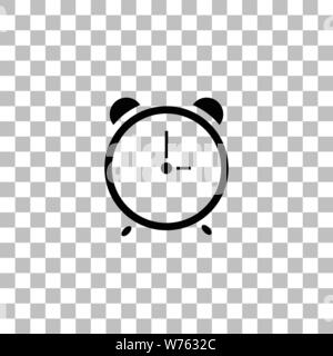 Alarm wake-up time. Black flat icon on a transparent background. Pictogram for your project Stock Vector