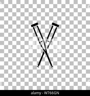 Crutches. Black flat icon on a transparent background. Pictogram for your project Stock Vector