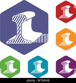 Section of rail icon, simple style Stock Vector