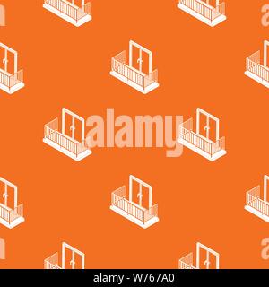 Balcony with metal fencing pattern vector orange Stock Vector