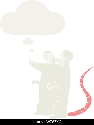 cartoon rat with thought bubble in retro style Stock Vector