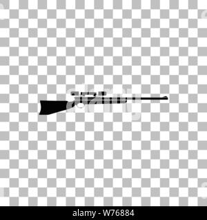 Sniper Rifle. Black flat icon on a transparent background. Pictogram for your project Stock Vector