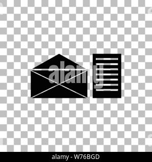 Mail letter. Black flat icon on a transparent background. Pictogram for your project Stock Vector