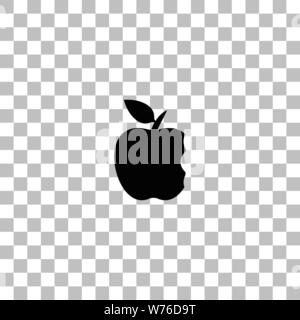 Bite apple. Black flat icon on a transparent background. Pictogram for your project Stock Vector