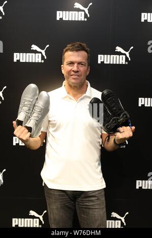 Former German football star Lothar Matthaus poses as he attends a promotional event for Puma in Hong Kong, China, 5 December 2017. Stock Photo