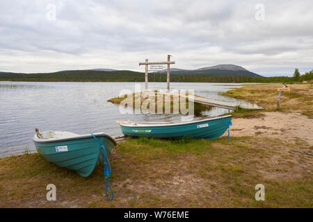 Swing at lake Äkäslompolo, Kolari, Lapland, Finland Stock Photo