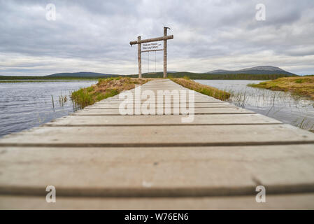 Swing at lake Äkäslompolo, Kolari, Lapland, Finland Stock Photo