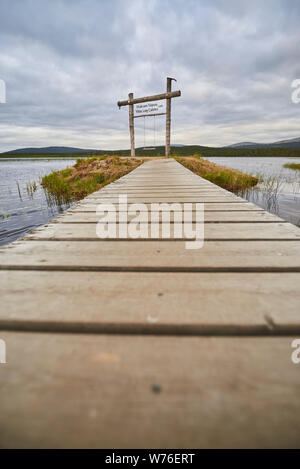 Swing at lake Äkäslompolo, Kolari, Lapland, Finland Stock Photo