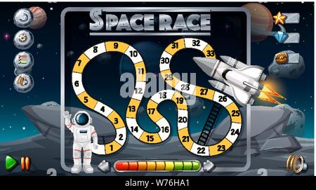 Space race board game illustration Stock Vector