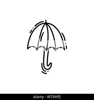 Icon of monoline cartoon umbrella. Hand drawn vector doodle logo ...