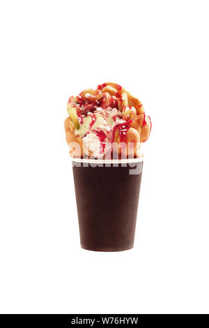 Hong Kong waffles in cup isolated on white background Stock Photo
