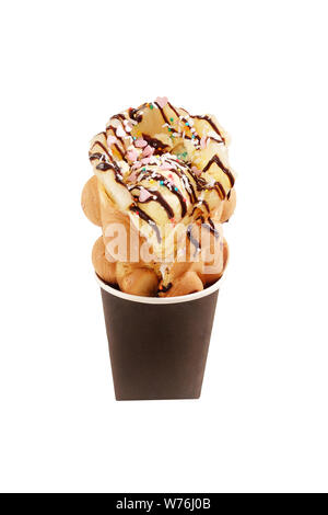 Hong Kong waffles in cup isolated on white background Stock Photo