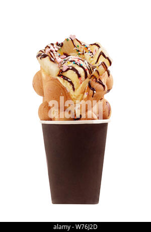Hong Kong waffles in cup isolated on white background Stock Photo