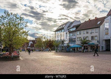 Sindelfingen, Baden Wurttemberg/Germany - May 11, 2019: Street Scenario of Central Market Square, Marktplatz with buildings. Stock Photo