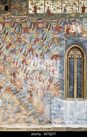 Sucevița Monastery (Mănăstirea Sucevița), Bucovina, Romania. One of the famous painted churches of Moldavia, it was decorated in 1601 Stock Photo