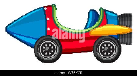 Rocket car in red and blue color illustration Stock Vector
