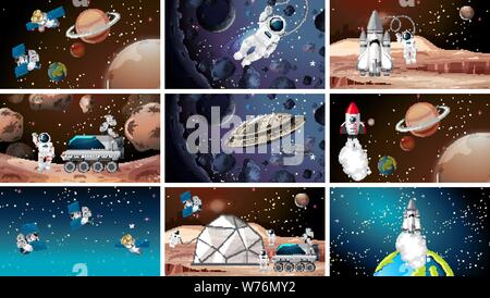Large set of space scenes illustration Stock Vector Image & Art - Alamy