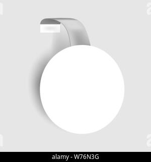 Round shelf wobbler, vector mockup. White blank circular dangler, template Stock Vector