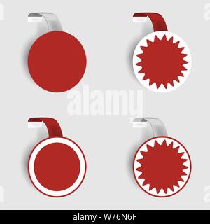 Empty round shelf wobbler. White and red blank circular dangler Stock Vector