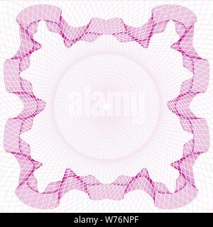 Lace frame pattern. Money texture. Guilloche wave pattern Stock Vector