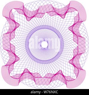 Lace frame pattern. Money texture. Guilloche wave pattern Stock Vector
