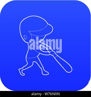 Baseball player icon blue vector Stock Vector