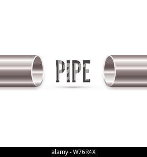 Glossy steel pipe. Tube prodaction banner isolated on white background. Vector illustration Stock Vector