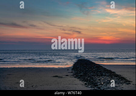 sand beach sunset view in island norderney, travel Germany Stock Photo