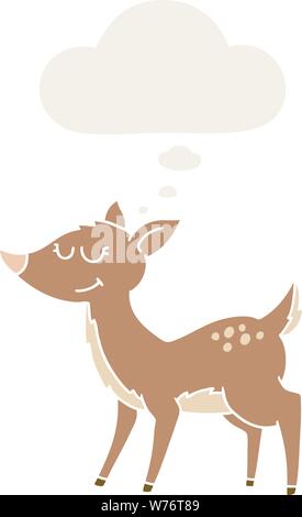 cartoon deer with thought bubble in retro style Stock Vector
