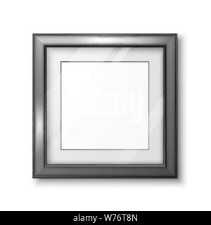 3D picture or photo frame design. Modern empty frame template with transparent glass and shadow. Vector isolated on white background Stock Vector